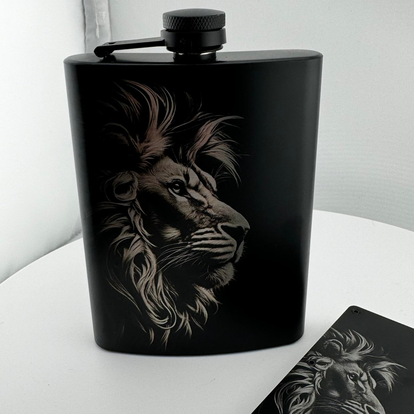 Lion Hip Flask and RFID Wallet Set