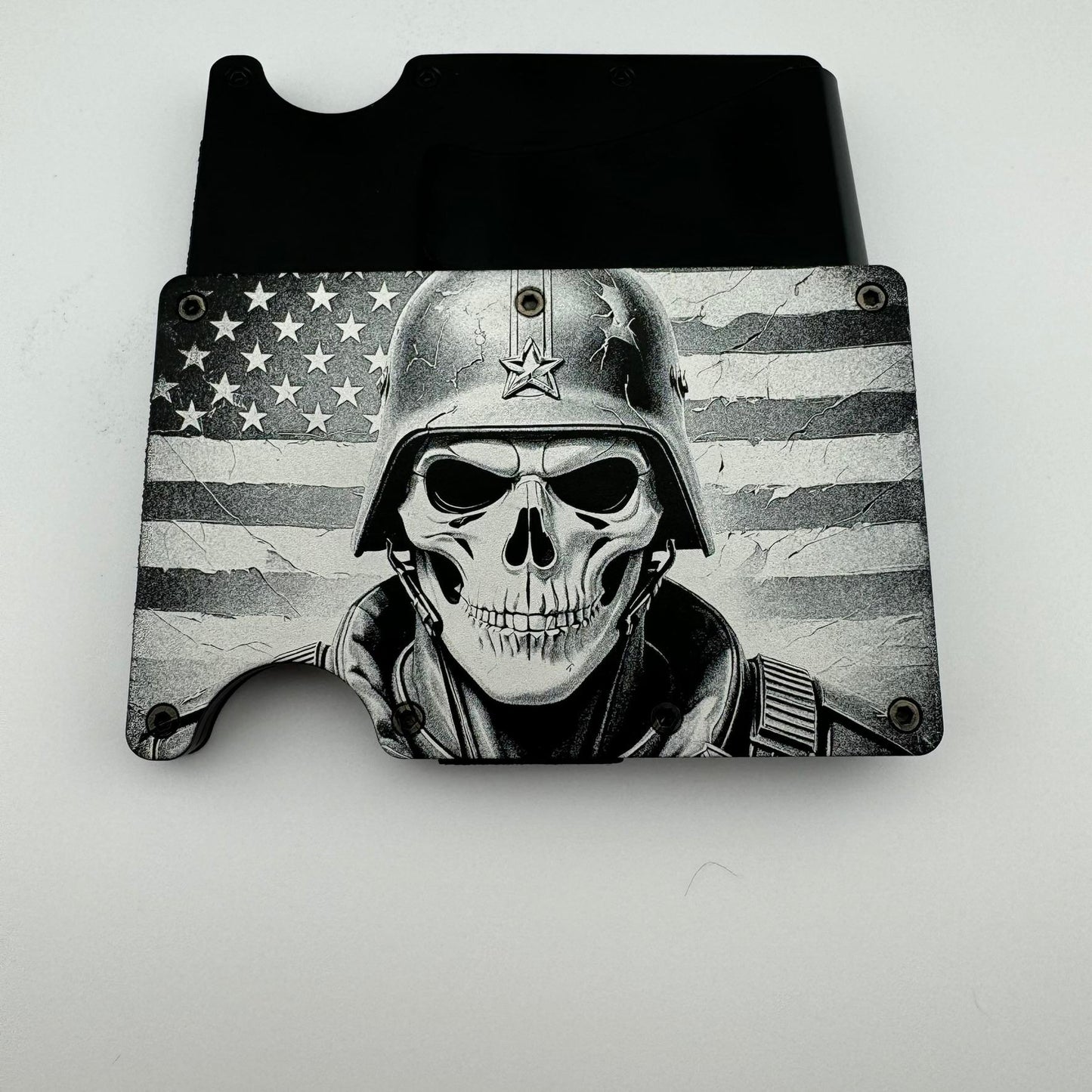 American Skull Soldier RFID Wallet With Money Clip