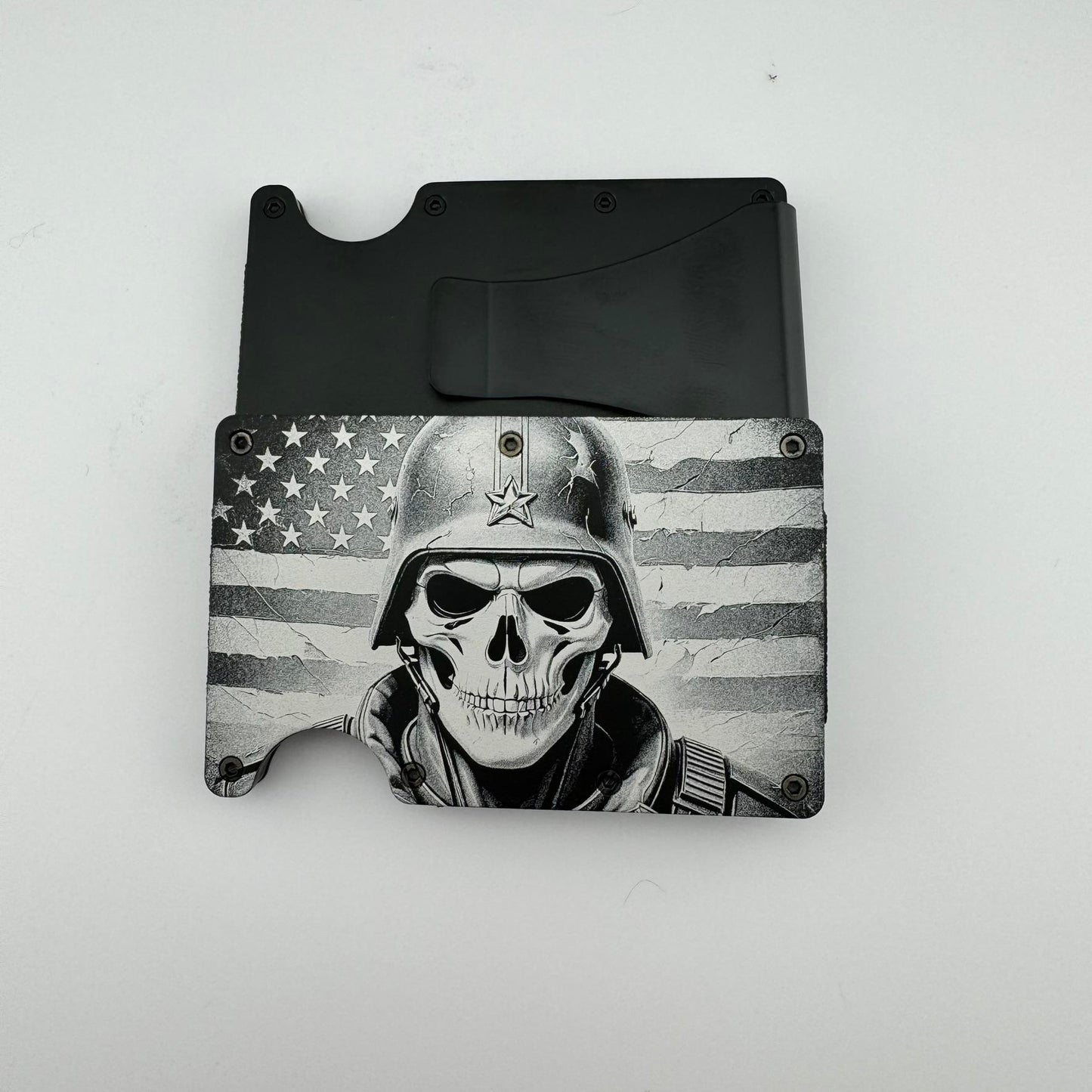 American Skull Soldier RFID Wallet With Money Clip