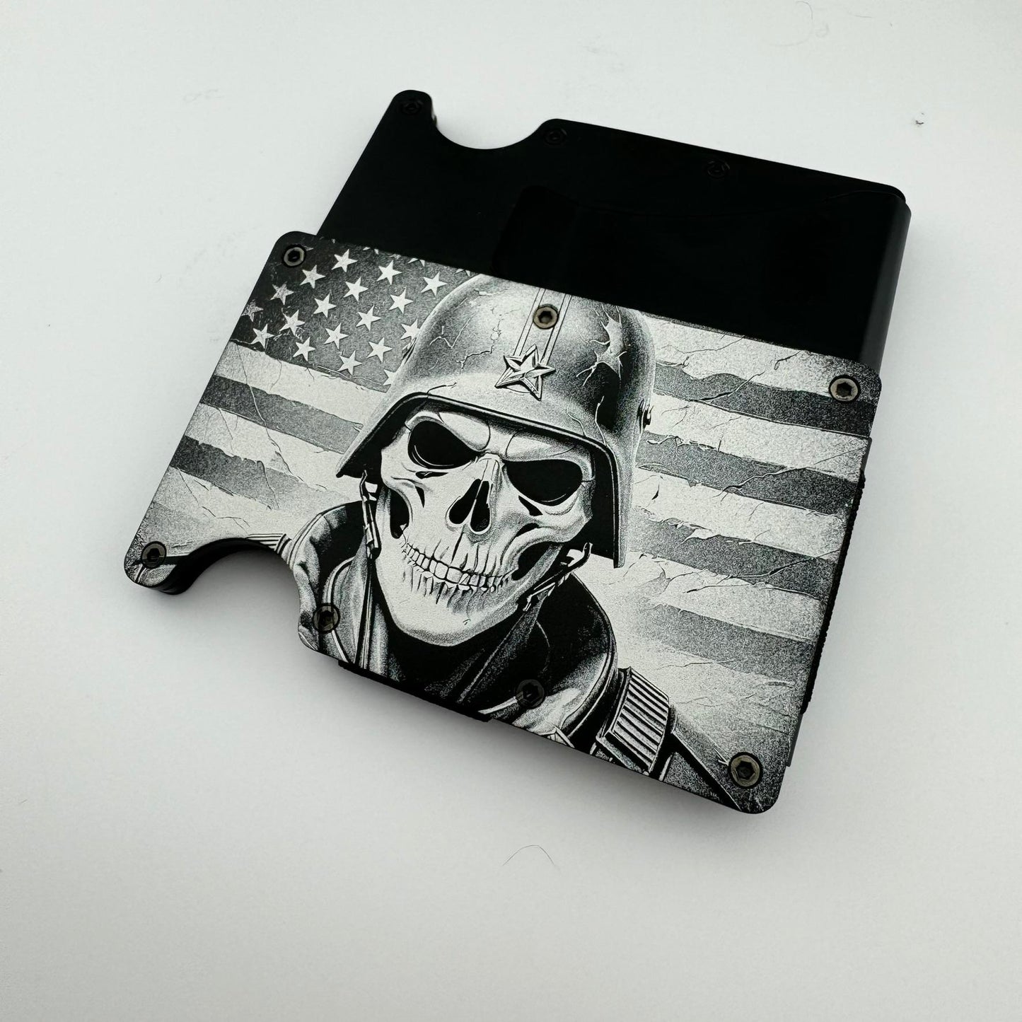 American Skull Soldier RFID Wallet With Money Clip