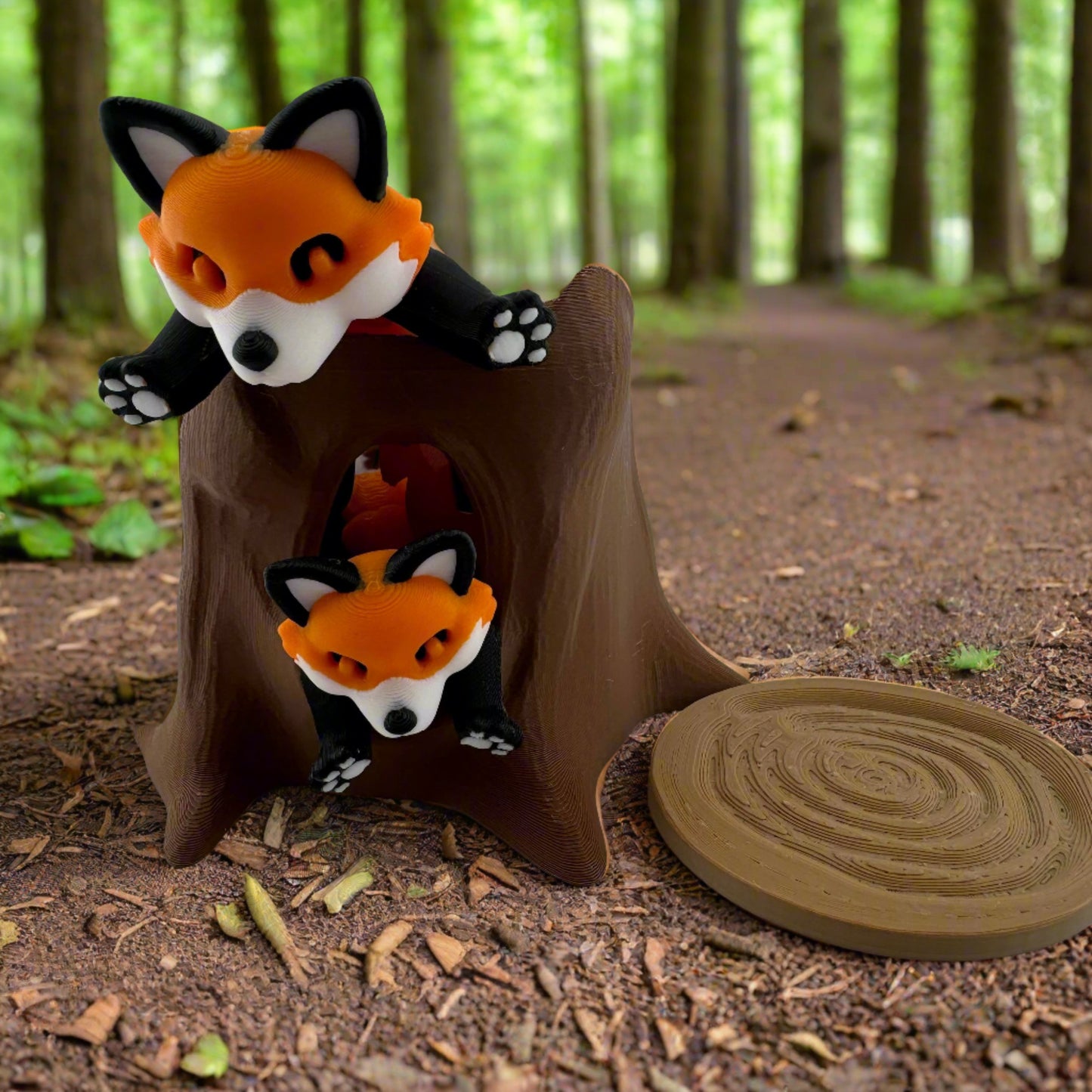 Articulating Fox with Baby and Stump